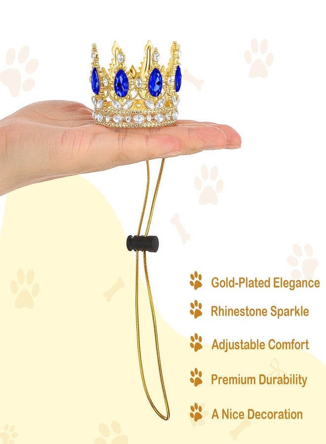 Abbylike Pet Rhinestone King Crown, Queen Crown for Birthday New Year Costume for Small Dog Cat Cosplay Party Accessories Adoption Celebration Wedding Birthday Photos Prop Costume(Blue,Small) - Image 3